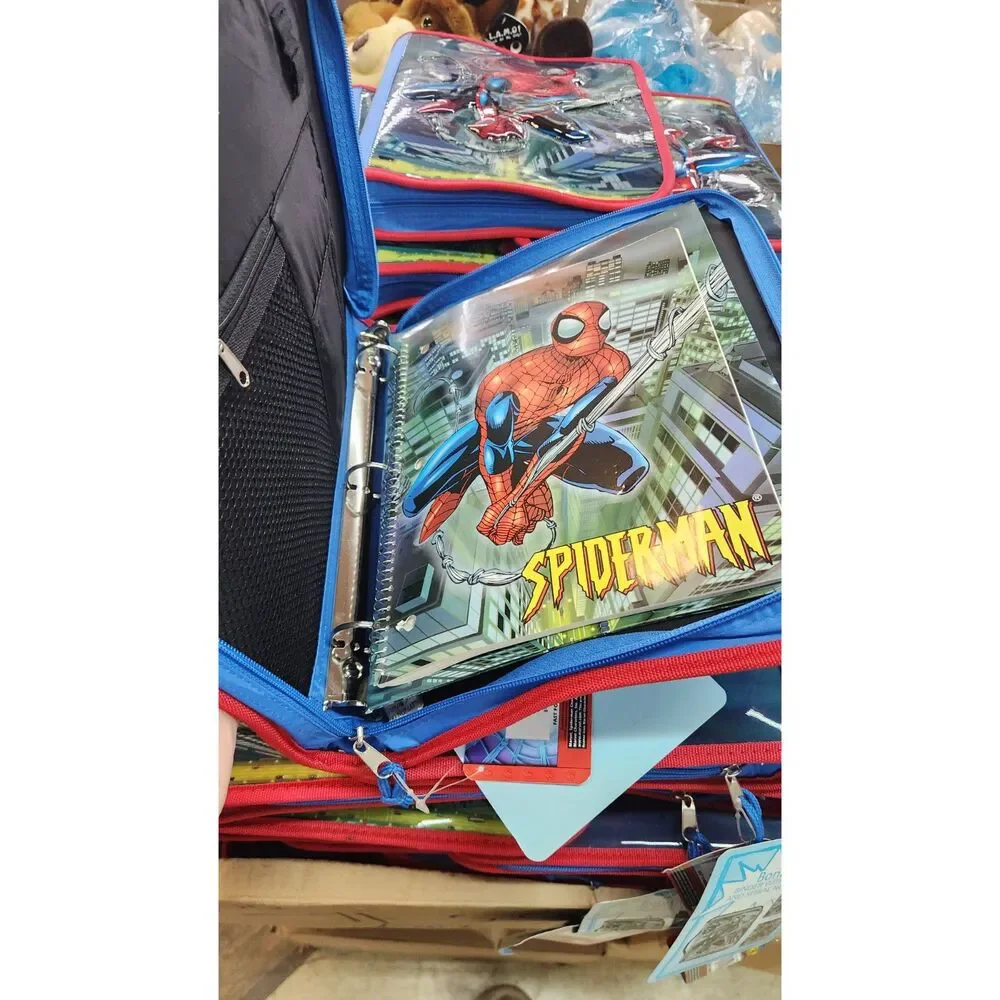 Vtg-NWT-Spider Man Zippered 3D-Ring Binder 2005 Marvel w/Folder, Spiral Notebook
